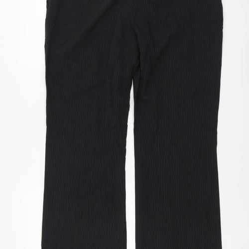 Evie Womens Blue Striped Polyester Trousers Size 18 L32 in Regular Button