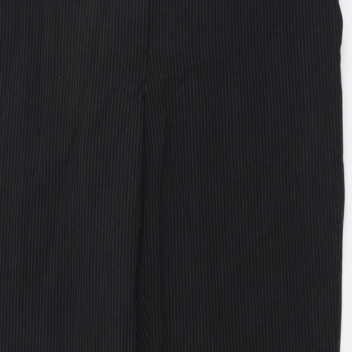 Evie Womens Blue Striped Polyester Trousers Size 18 L32 in Regular Button