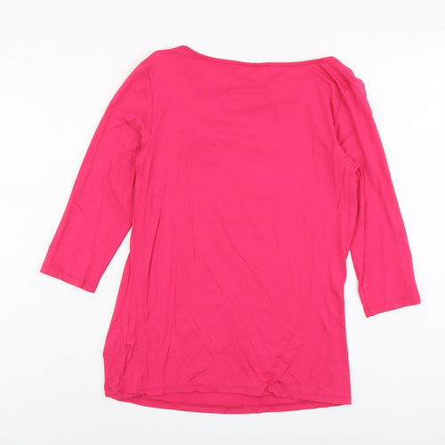 Linea Womens Pink Viscose Basic T-Shirt Size M Round Neck