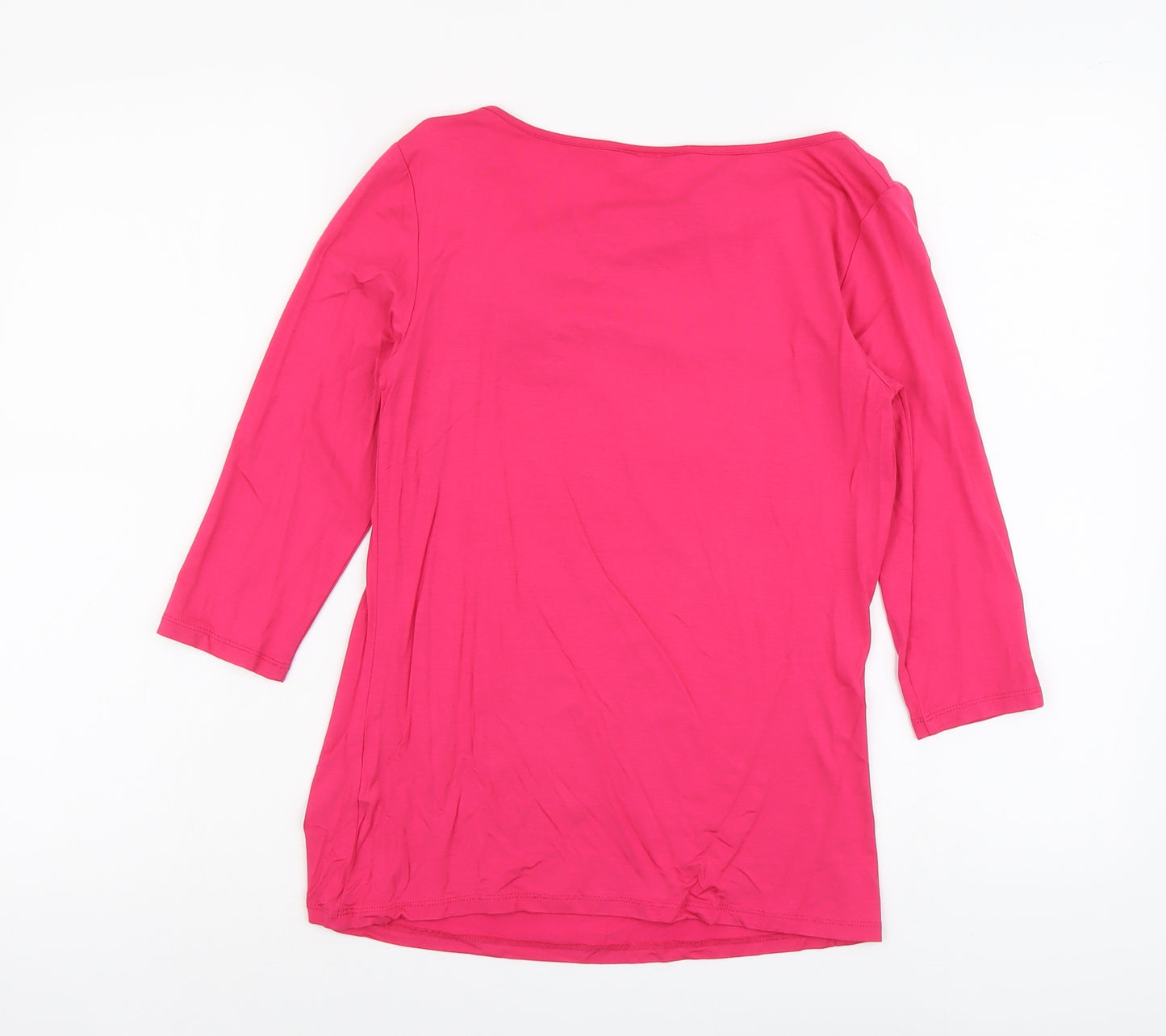 Linea Womens Pink Viscose Basic T-Shirt Size M Round Neck