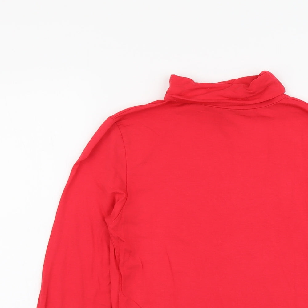 Peacocks Womens Red Viscose Basic T-Shirt Size 14 Roll Neck