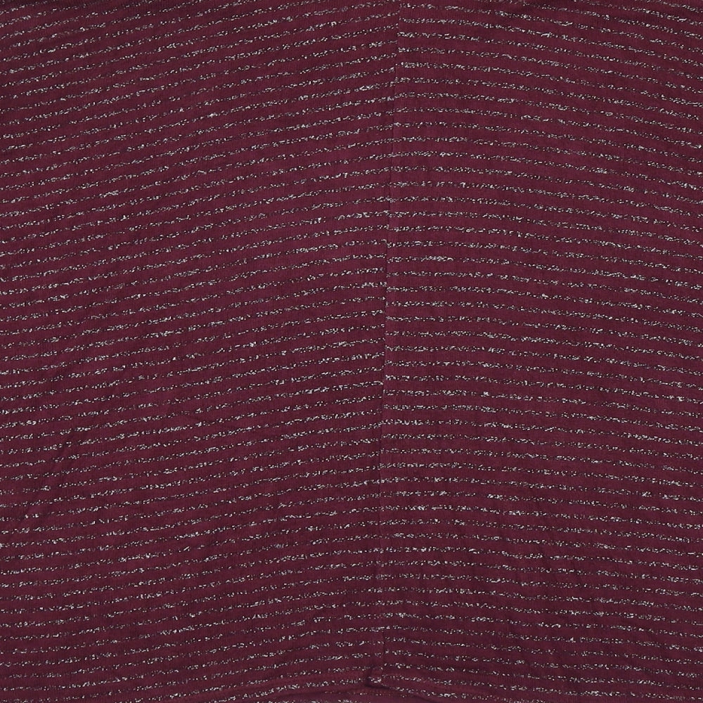 Suzy D Womens Purple Striped Viscose Basic T-Shirt Size M Round Neck