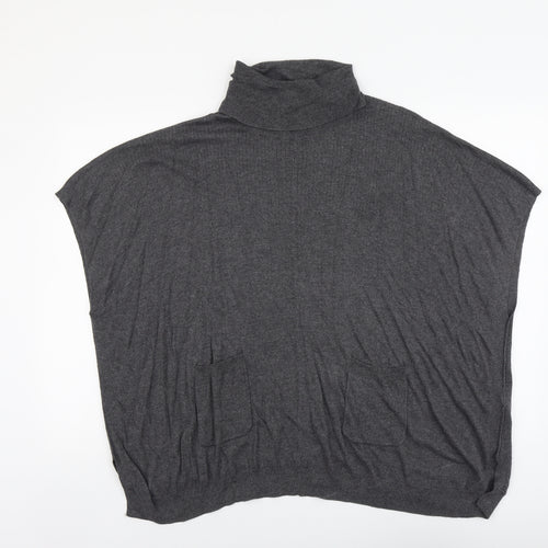 TU Womens Grey Roll Neck Polyamide Vest Jumper Size 10