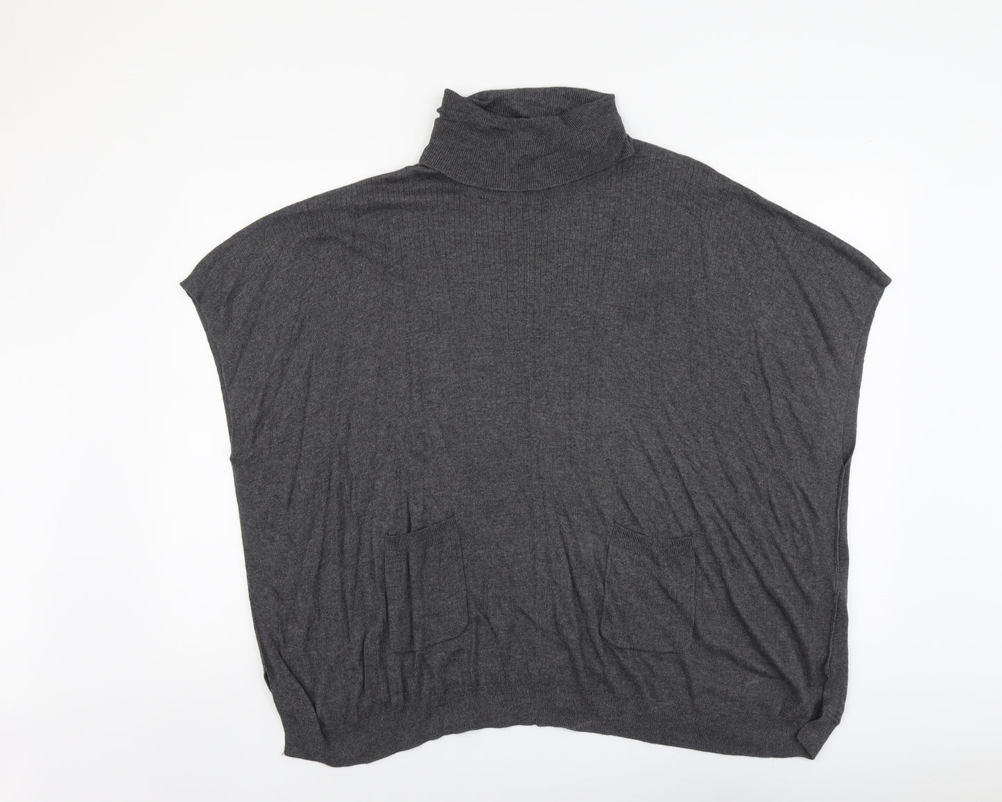TU Womens Grey Roll Neck Polyamide Vest Jumper Size 10
