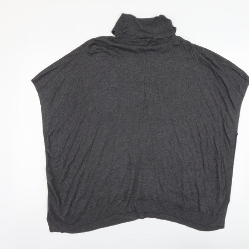 TU Womens Grey Roll Neck Polyamide Vest Jumper Size 10