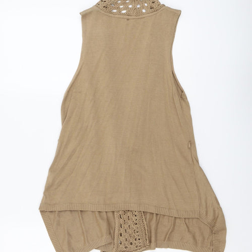 George Womens Beige V-Neck Cotton Cardigan Jumper Size 8