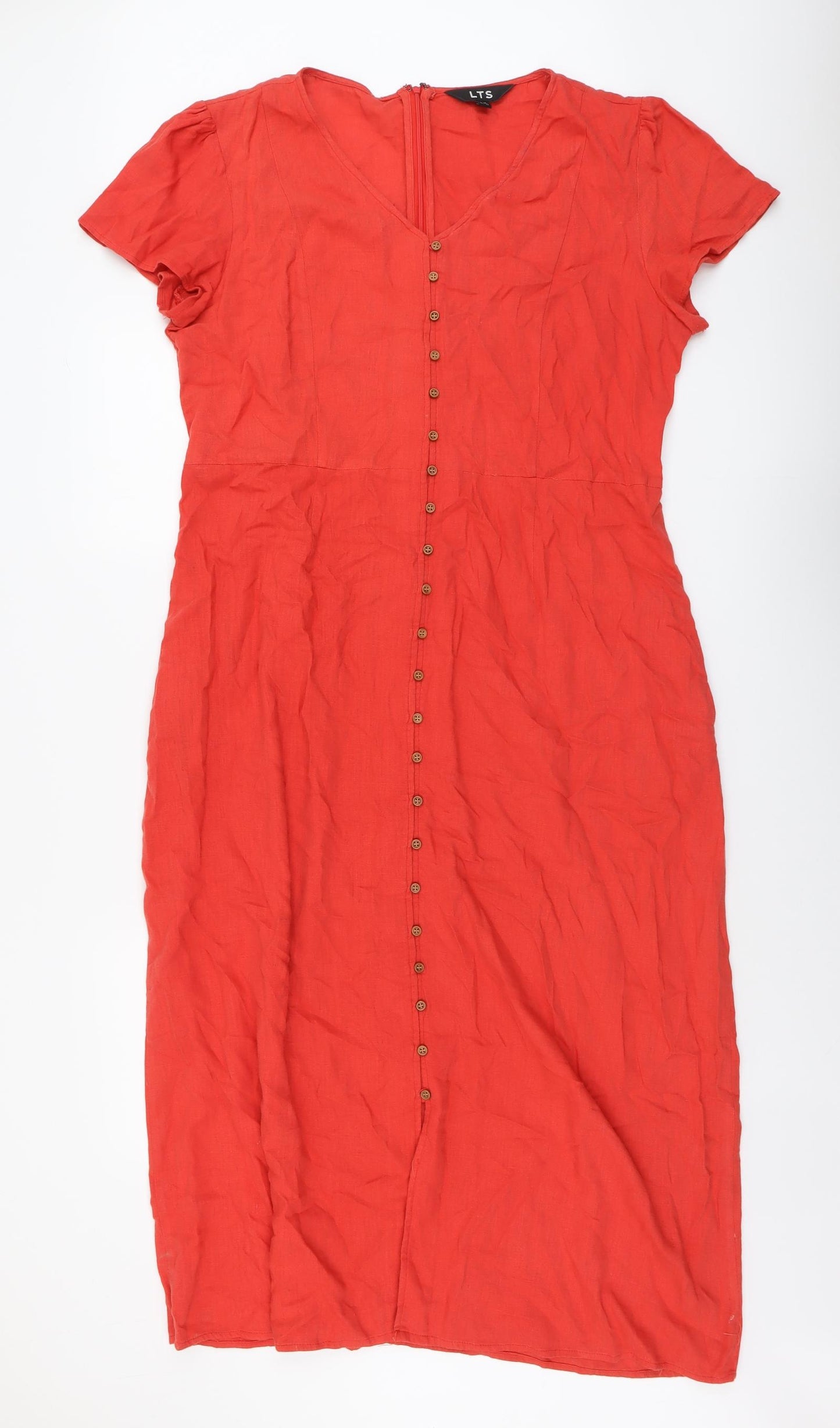 LTS Womens Red Cotton A-Line Size 16 V-Neck Zip