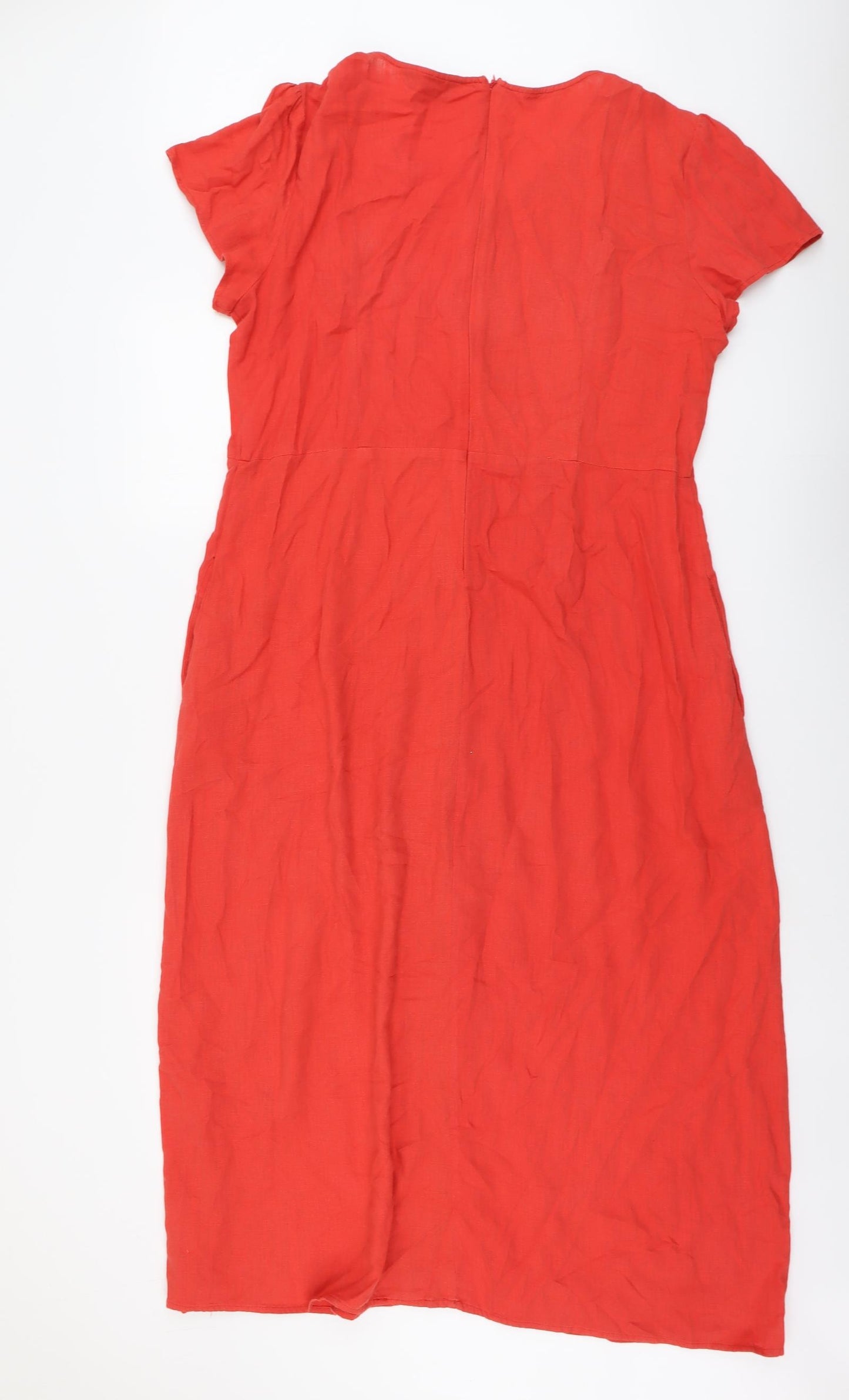 LTS Womens Red Cotton A-Line Size 16 V-Neck Zip