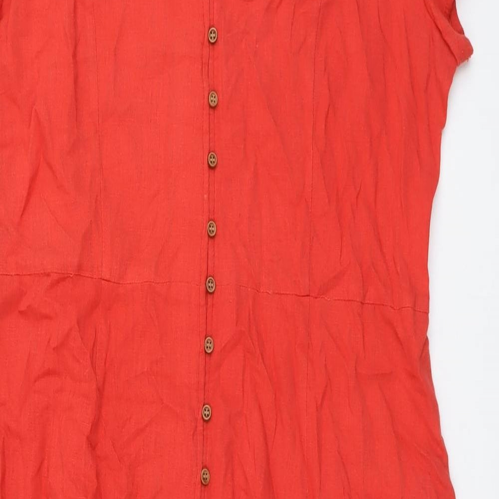LTS Womens Red Cotton A-Line Size 16 V-Neck Zip