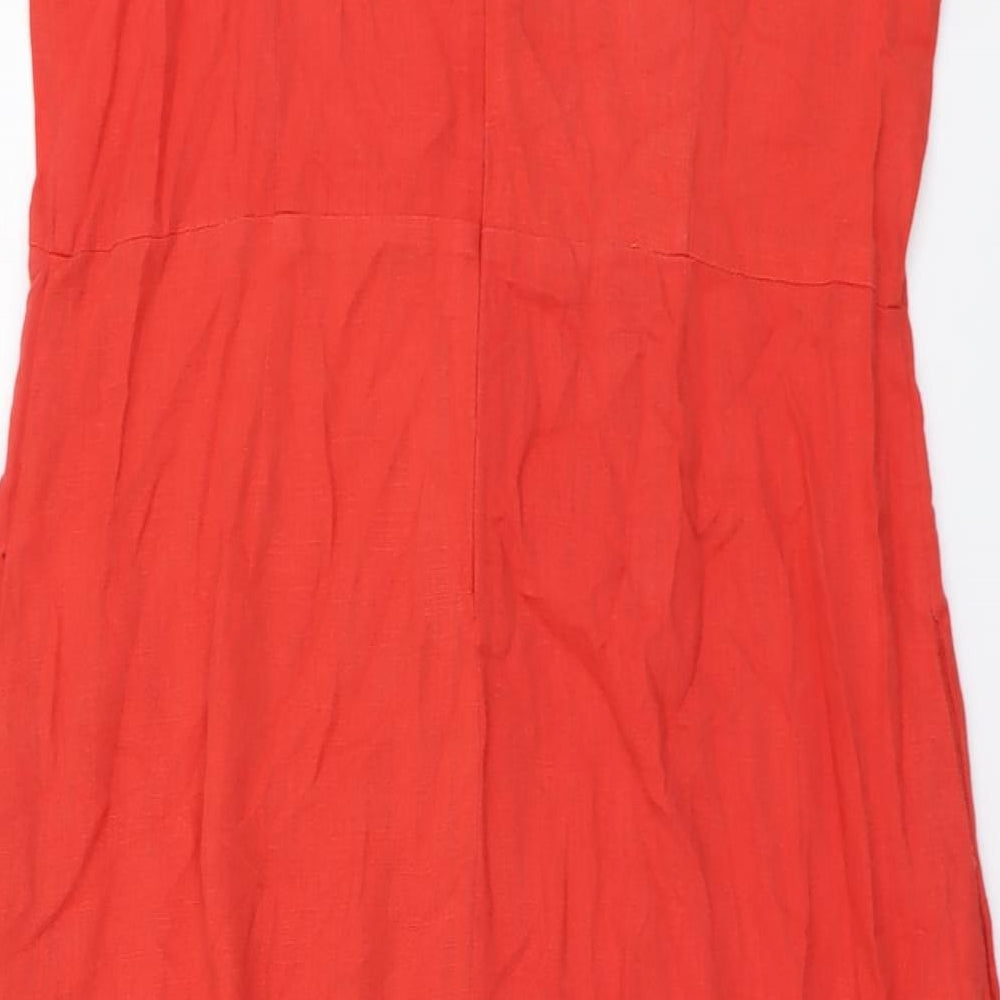 LTS Womens Red Cotton A-Line Size 16 V-Neck Zip