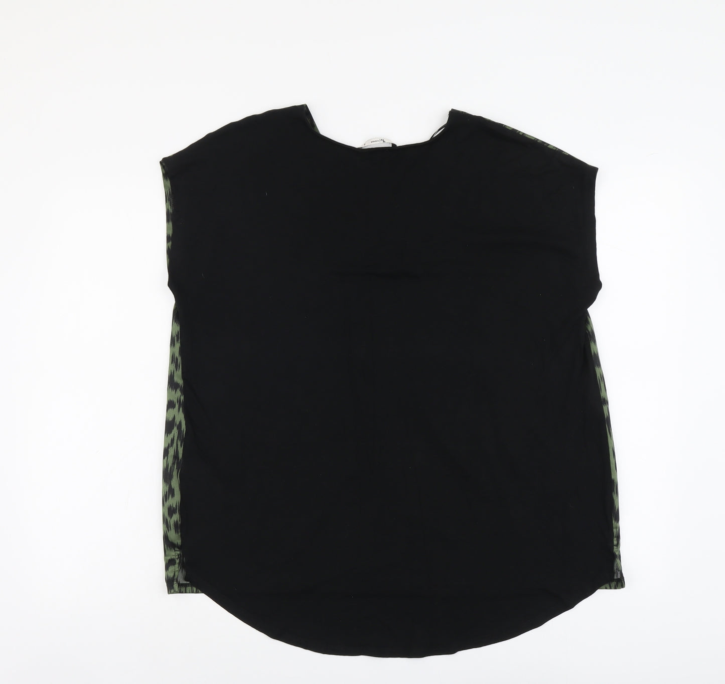 TU Womens Green Geometric Polyester Basic Blouse Size 10 V-Neck