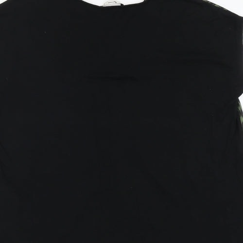 TU Womens Green Geometric Polyester Basic Blouse Size 10 V-Neck