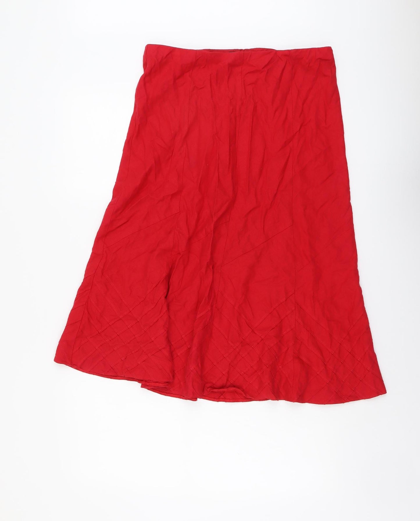 Marks and Spencer Womens Red Linen Swing Skirt Size 14