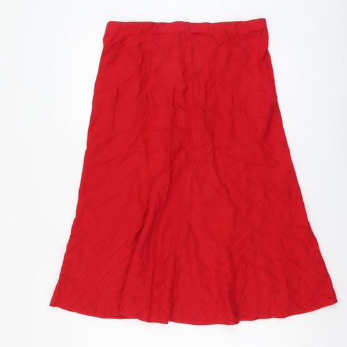 Marks and Spencer Womens Red Linen Swing Skirt Size 14