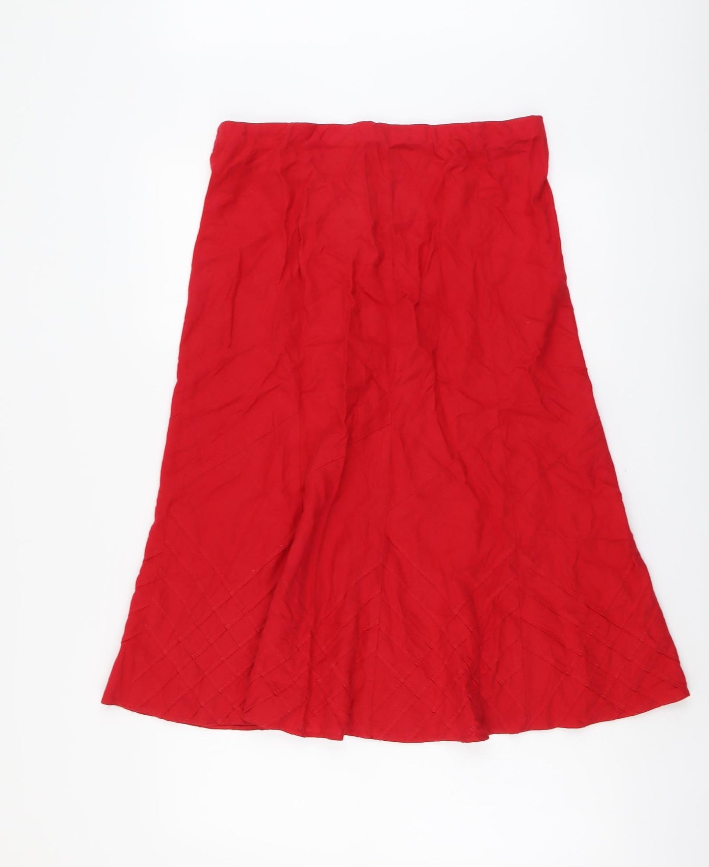 Marks and Spencer Womens Red Linen Swing Skirt Size 14