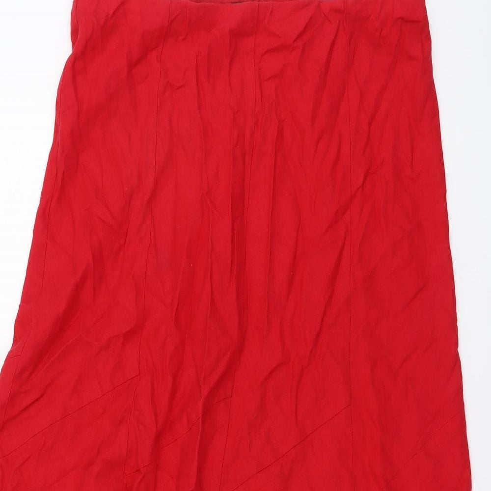 Marks and Spencer Womens Red Linen Swing Skirt Size 14