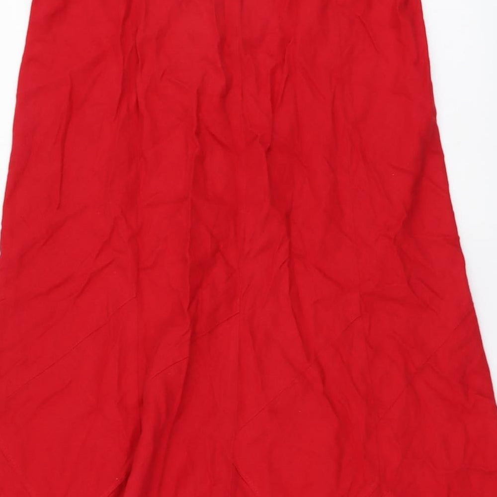 Marks and Spencer Womens Red Linen Swing Skirt Size 14