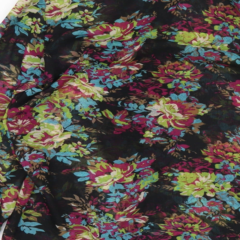 Jules & Leopold Womens Black Floral Polyester Basic Blouse Size M Round Neck