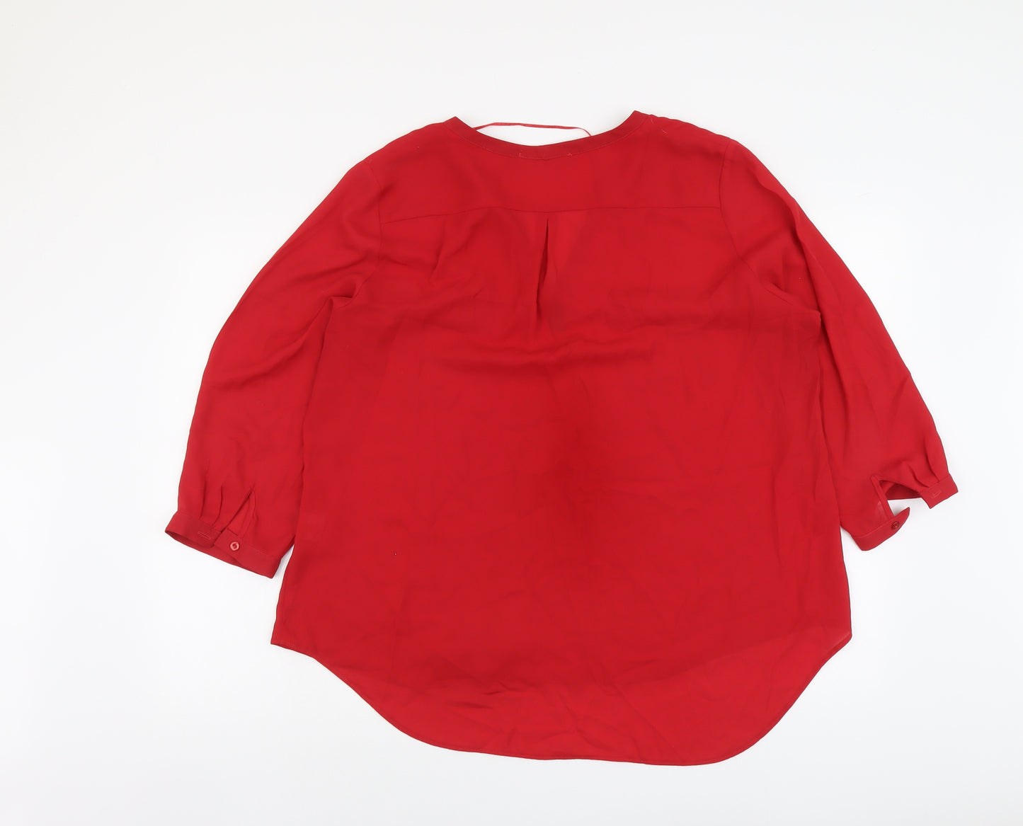 Jolie Moi Womens Red Polyester Basic Blouse Size 10 V-Neck