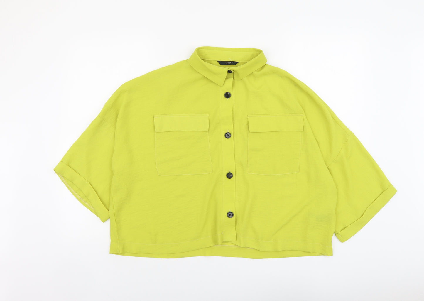 George Womens Green Polyester Cropped Button-Up Size 20 Collared
