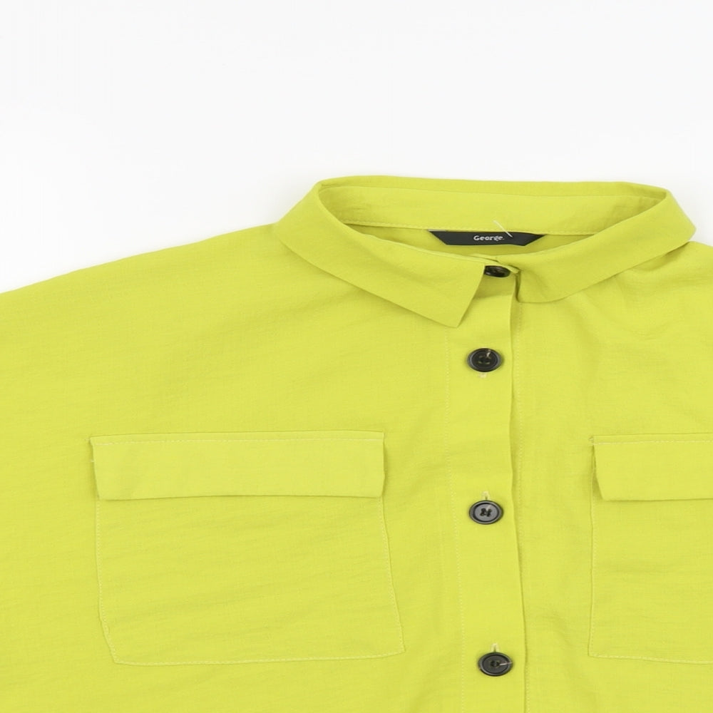George Womens Green Polyester Cropped Button-Up Size 20 Collared
