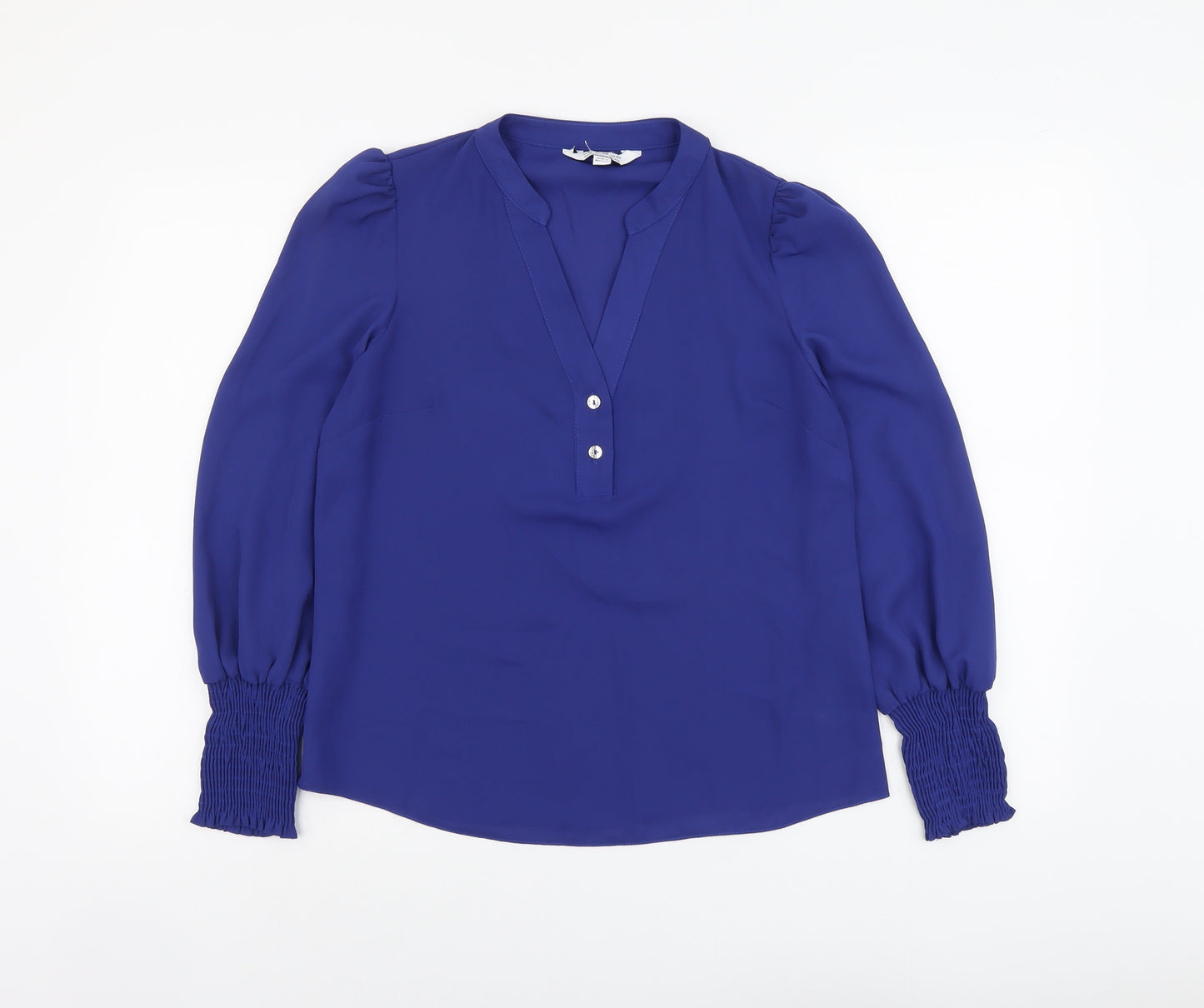 Dorothy Perkins Womens Blue Polyester Basic Blouse Size 10 V-Neck
