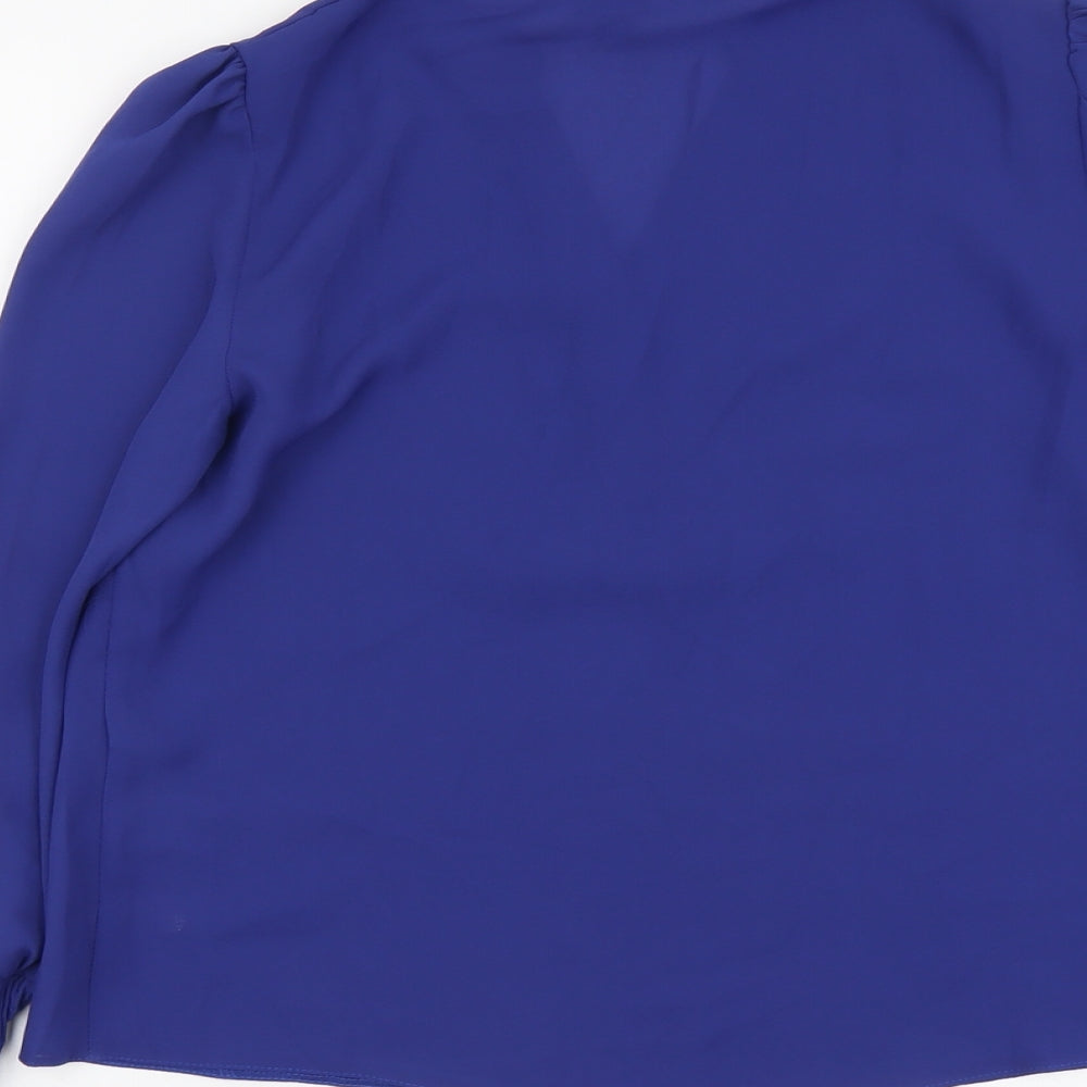 Dorothy Perkins Womens Blue Polyester Basic Blouse Size 10 V-Neck