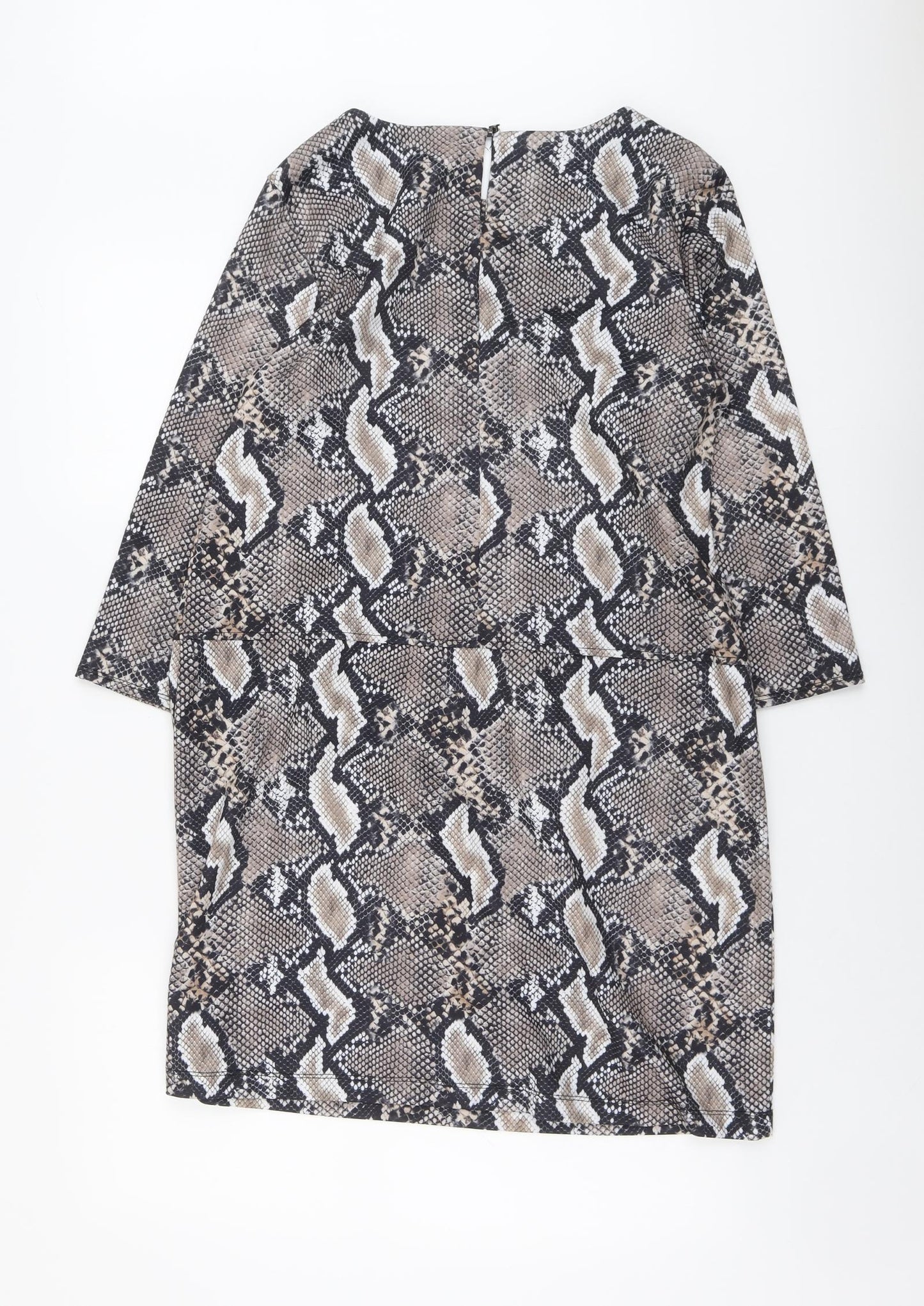 Wallis Womens Brown Animal Print Polyester A-Line Size 10 Round Neck Button - Snakeskin Pattern