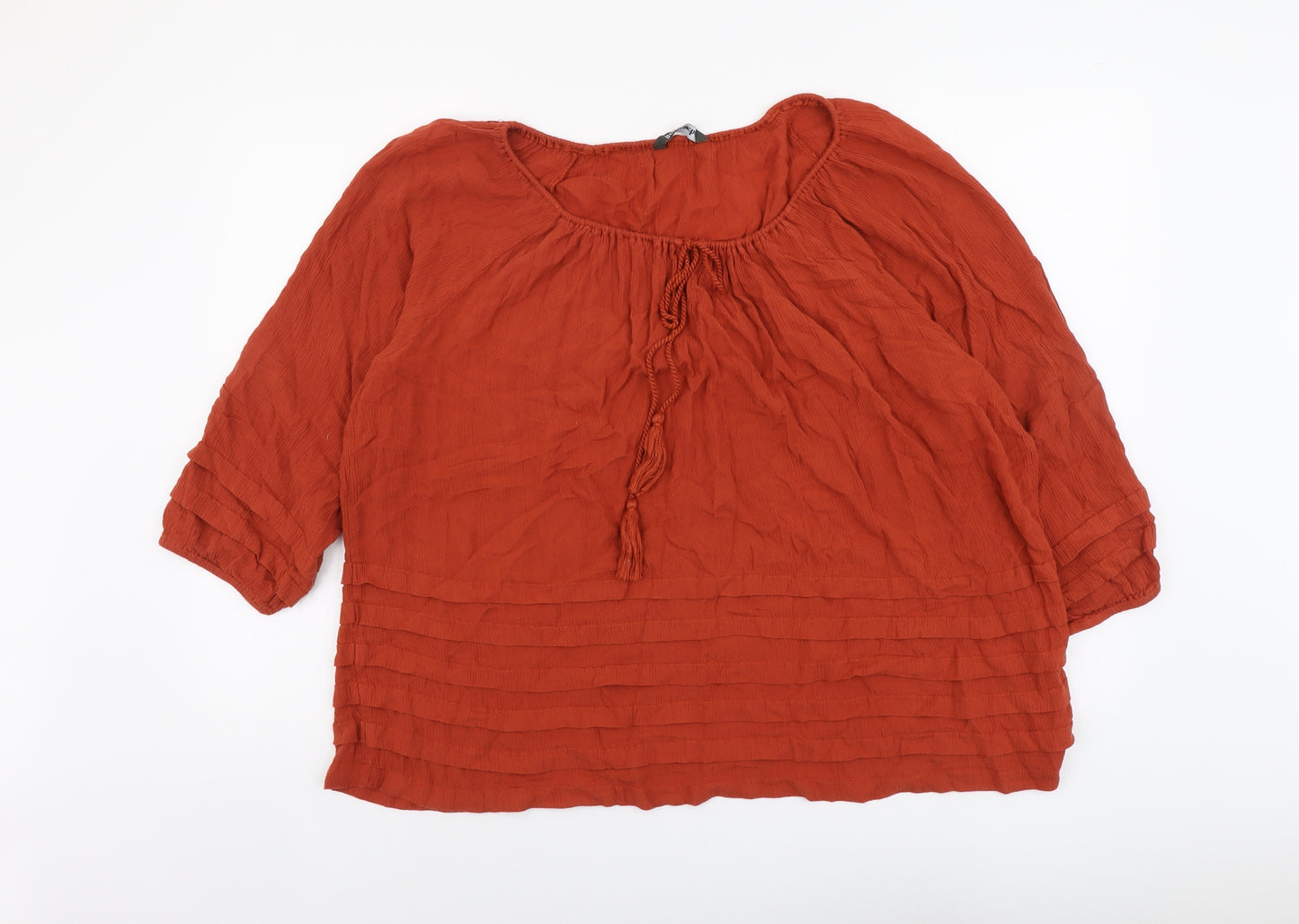 Bonmarché Womens Red Viscose Basic Blouse Size 20 Scoop Neck