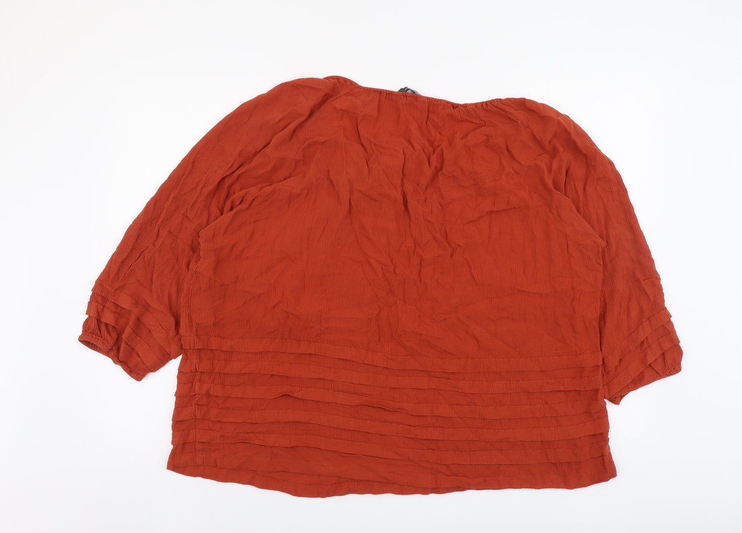 Bonmarché Womens Red Viscose Basic Blouse Size 20 Scoop Neck