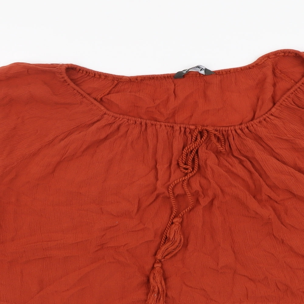 Bonmarché Womens Red Viscose Basic Blouse Size 20 Scoop Neck