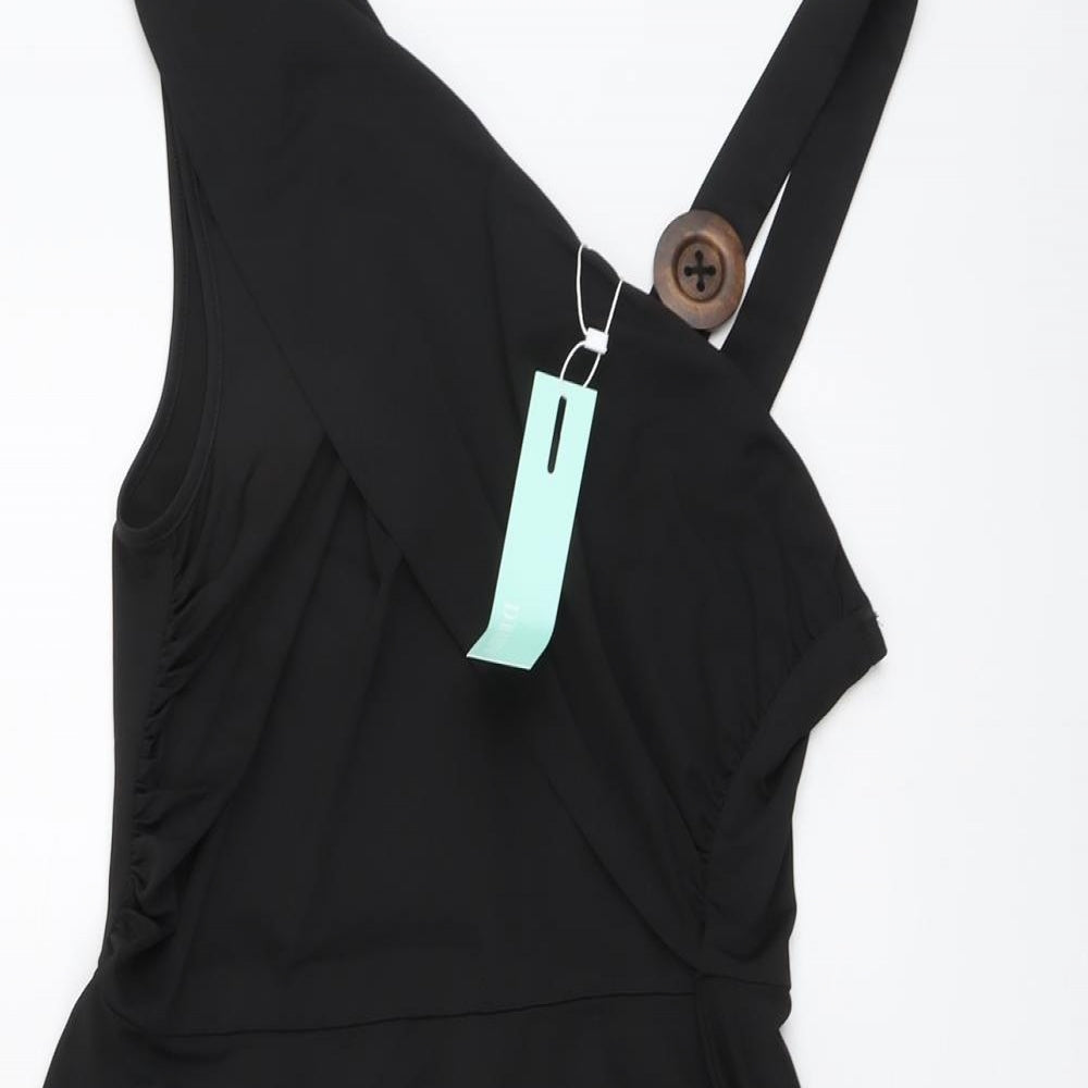 Dressfo Womens Black Polyester Fit & Flare Size XL V-Neck Pullover