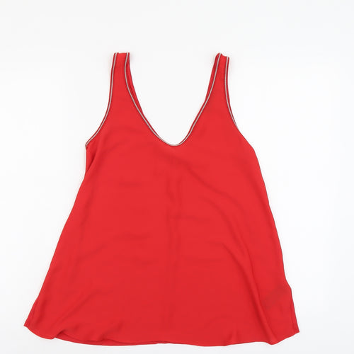 Marks and Spencer Womens Red Polyester Basic Tank Size 8 V-Neck