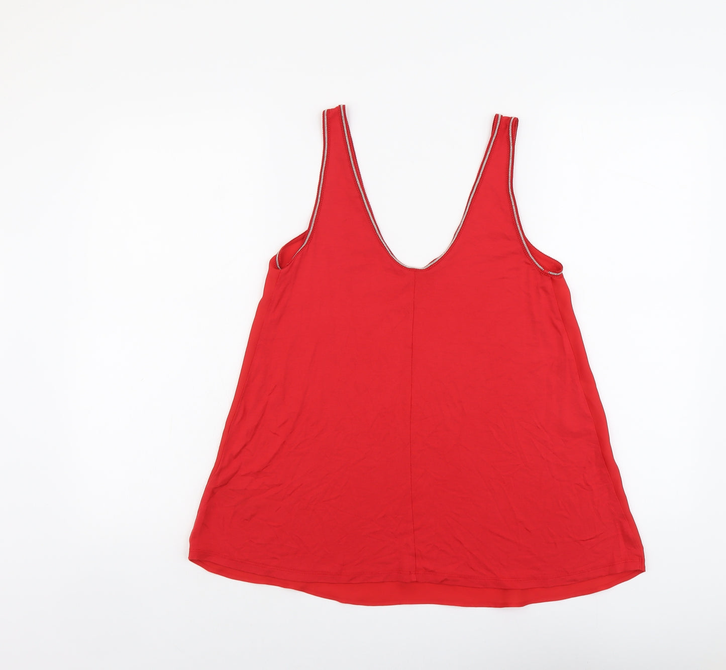 Marks and Spencer Womens Red Polyester Basic Tank Size 8 V-Neck