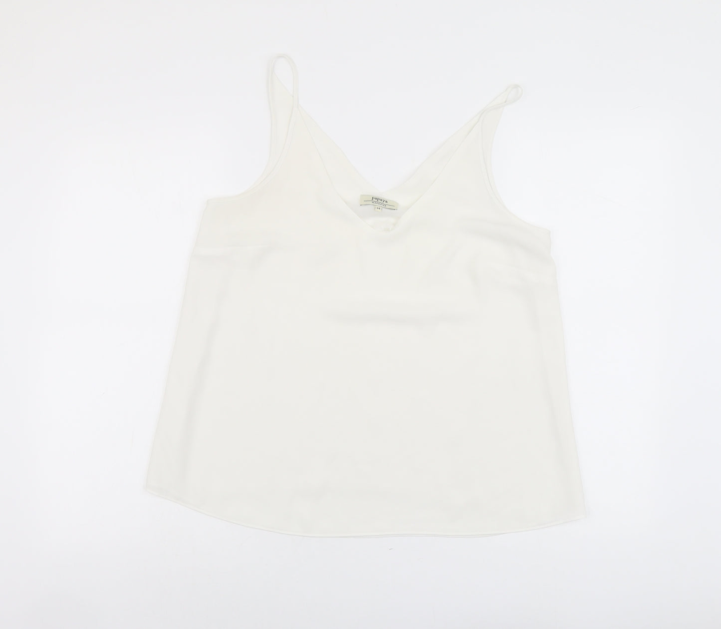 Papaya Womens Ivory Polyester Camisole Tank Size 14 V-Neck