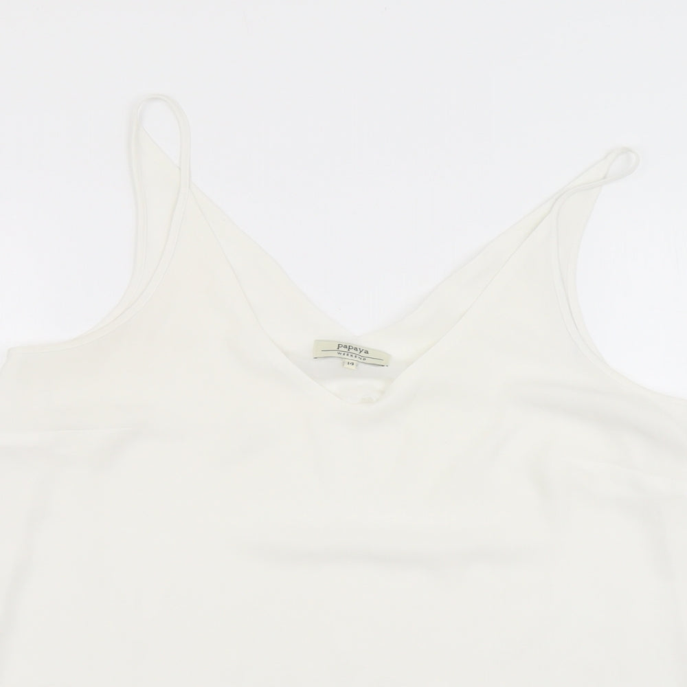 Papaya Womens Ivory Polyester Camisole Tank Size 14 V-Neck