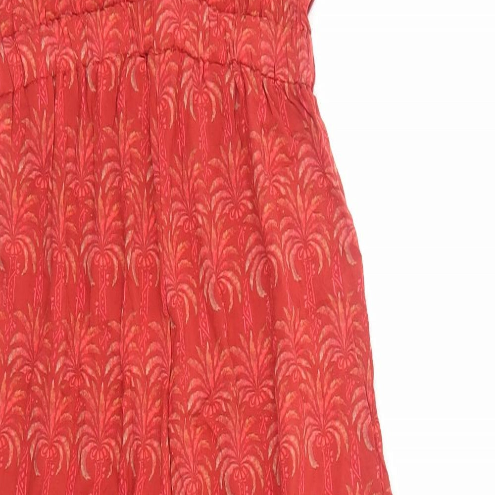 Pukas Womens Red Geometric Viscose Jumpsuit One-Piece Size S Pullover