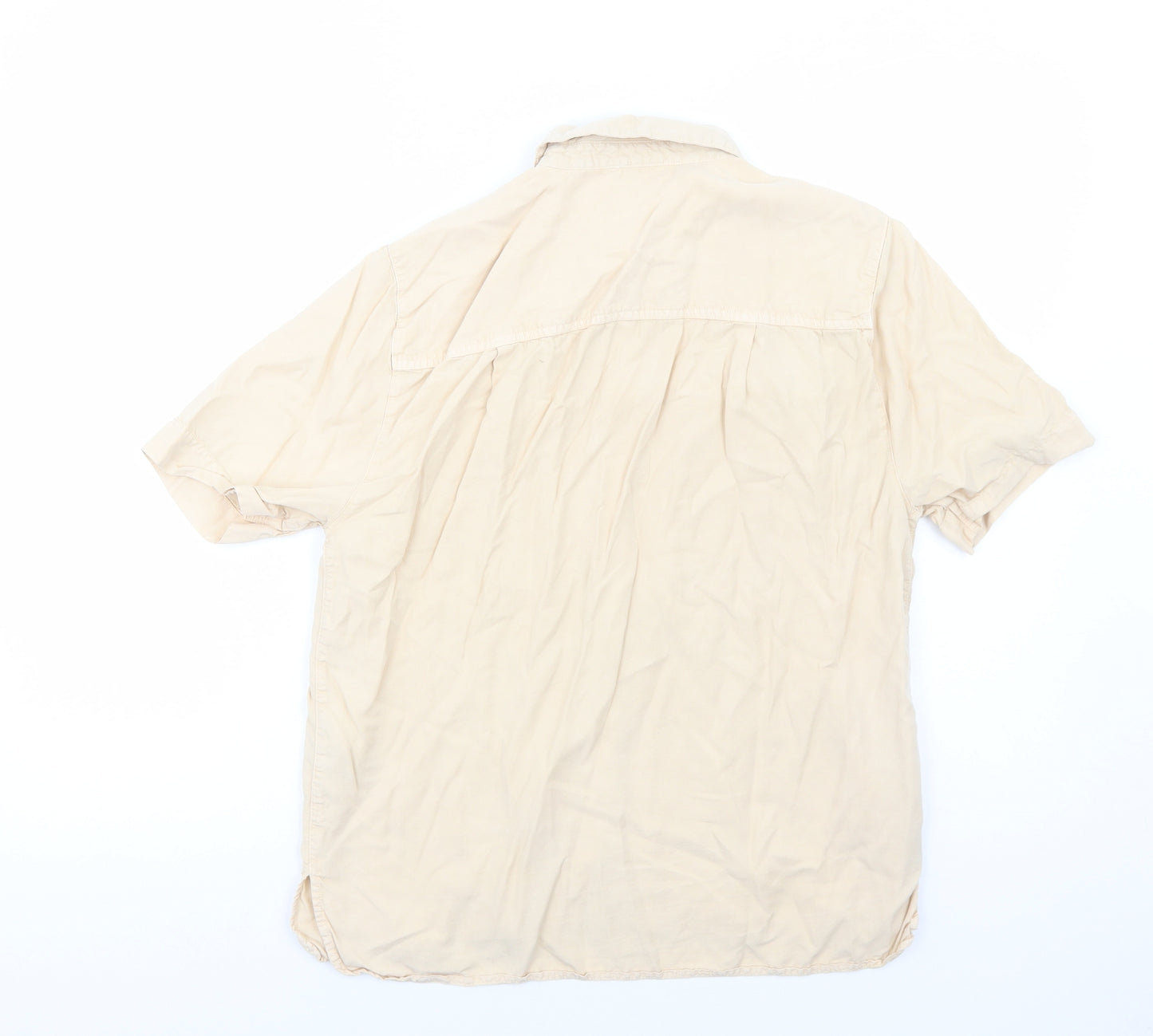 Topshop Womens Beige Lyocell Basic Button-Up Size 8 Collared