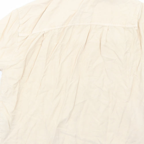 Topshop Womens Beige Lyocell Basic Button-Up Size 8 Collared