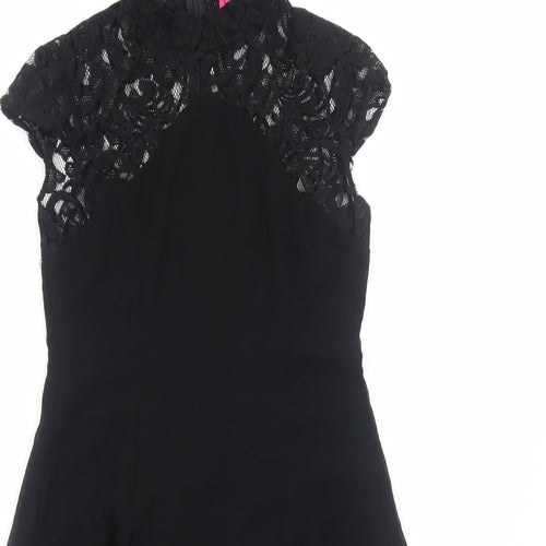 Boohoo Womens Black Polyester A-Line Size 10 High Neck Zip