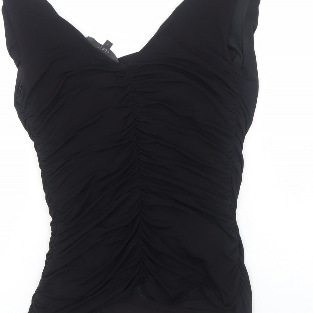 Coast Womens Black Polyester Basic Tank Size 8 V-Neck