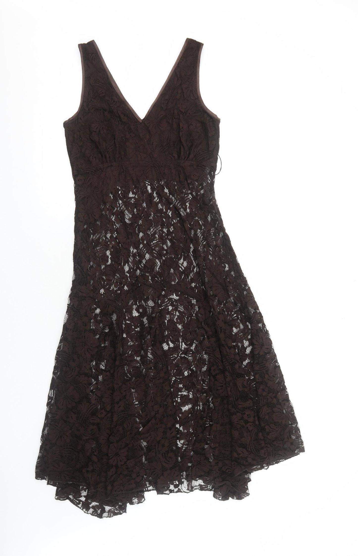 New Look Womens Brown Polyester Fit & Flare Size M V-Neck Pullover