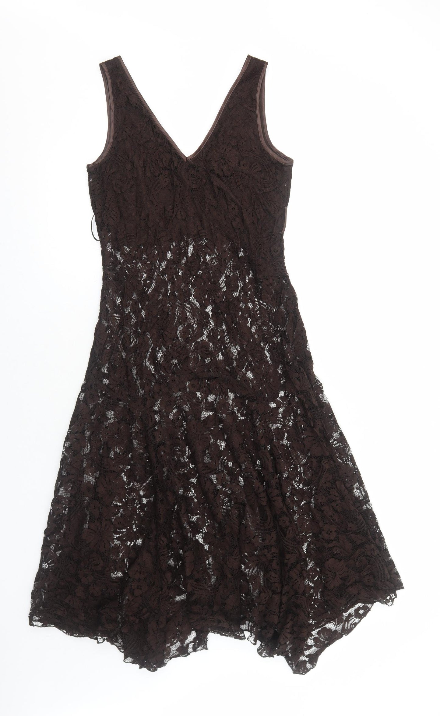 New Look Womens Brown Polyester Fit & Flare Size M V-Neck Pullover