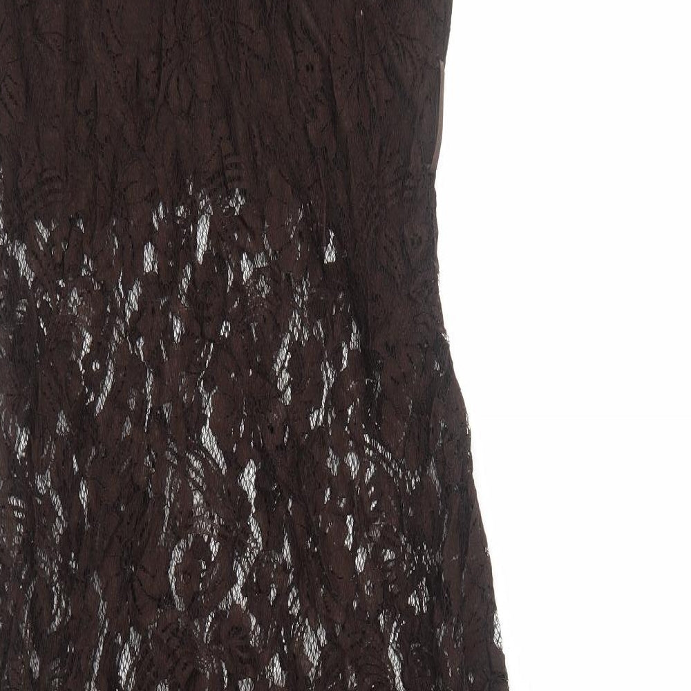 New Look Womens Brown Polyester Fit & Flare Size M V-Neck Pullover