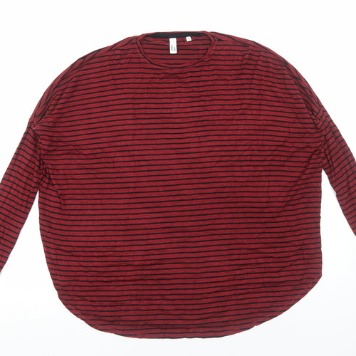 And/Or Womens Red Striped Viscose Basic Blouse Size S Round Neck - Batwing