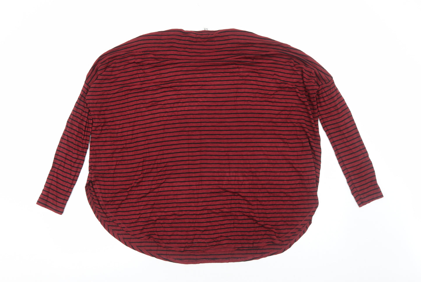 And/Or Womens Red Striped Viscose Basic Blouse Size S Round Neck - Batwing