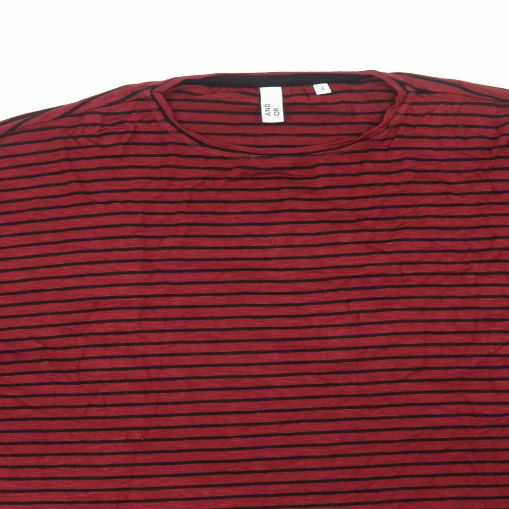 And/Or Womens Red Striped Viscose Basic Blouse Size S Round Neck - Batwing