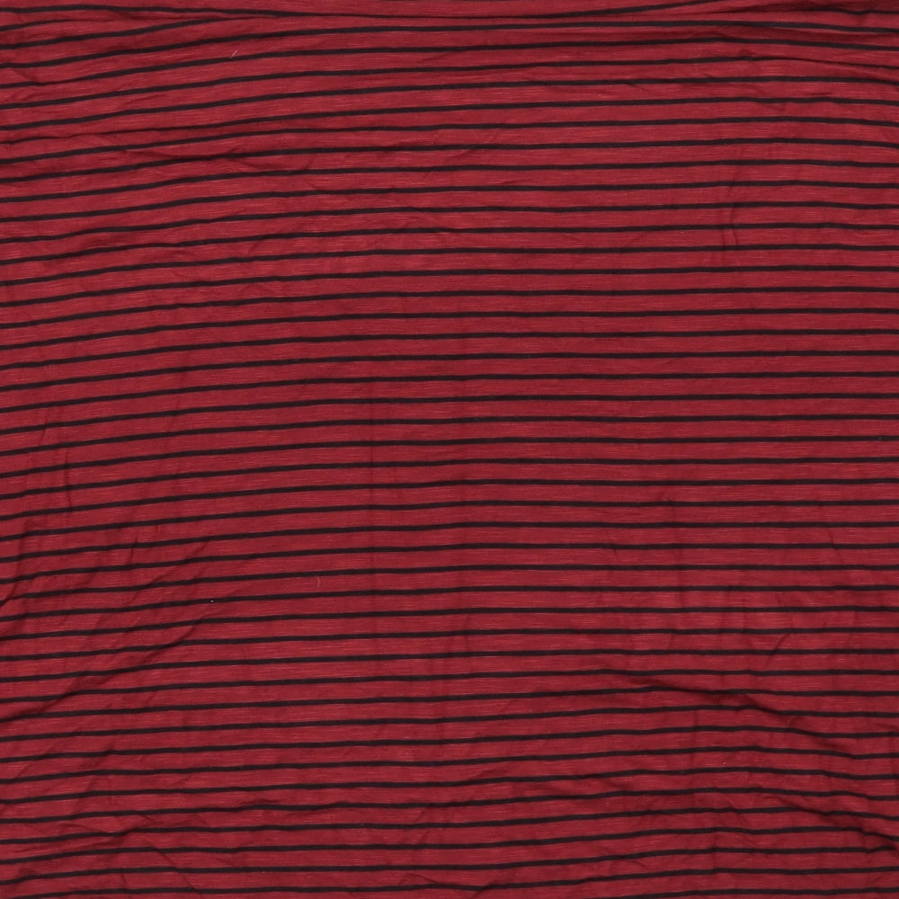 And/Or Womens Red Striped Viscose Basic Blouse Size S Round Neck - Batwing