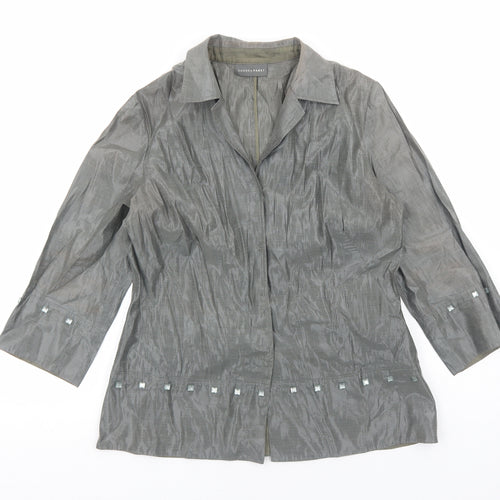 Sandra Pabst Womens Silver Polyester Basic Button-Up Size M Collared