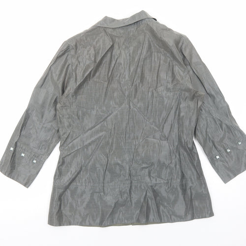 Sandra Pabst Womens Silver Polyester Basic Button-Up Size M Collared